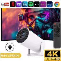 Mini Projetor Smart 4k Wifi 1080p HD HY300 Cor Branco compacto e eficiente