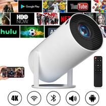 Mini Projetor Smart 4k Wifi 1080p HD HY300 Cor Branco projeção rotativa prática