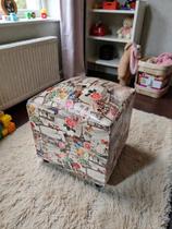 Mini Puff Banqueta Quadrado Fofo Cubo Decorativo material sintético