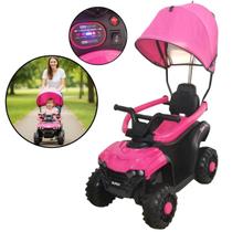 Mini Quadriciclo Elétrico 6V Infantil com Empurrador e Cobertura para Passeios Importway Bw393