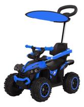 Mini Quadriciclo Moto Bateria 6v Com Cobertura E Empurrador Azul