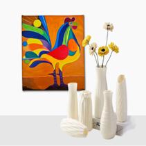 Mini quadro Decorativo De Galo Colorido Medindo 30x25cm
