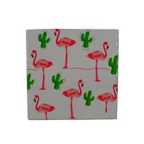 Mini Quadro Decorativo Flamingos e Cactos