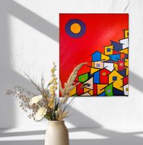 Mini Quadro Pintado a mão de Paisagem Urbana 30x25cm