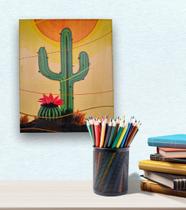 Mini Quadro Top de Kacto decorativo pintado a mão em acrílico medindo 30x25cm