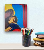 Mini Quadro Top de mãe e filho original pintado a mão em acrílico medindo 30x25cm
