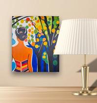 Mini Quadro Top decorativo de garota sob árvore colorida pintado a mão