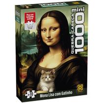 Mini Quebra-cabeça 1000 peças Mona Lisa com Gatinho