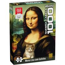 Mini Quebra Cabeça 1000 Peças Mona Lisa com Gatinho Grow
