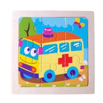 Mini Quebra-Cabeça Ônibus de Madeira
