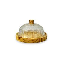 Mini Queijeira Artesanal Boho Chic Madeira e Vidro 15,5cm Mini Queijeira Artesanal Boho Chic Madeira e Vidro 15,5cm