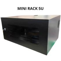 Mini rack 5u telecom cftv para câmeras e dvr com visor acrilico preto 350x500x250