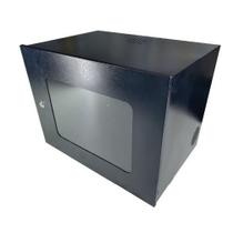 Mini Rack 8U c/ Visor Acrílico - 350x500mm - Preto/Branco - Jlprotec