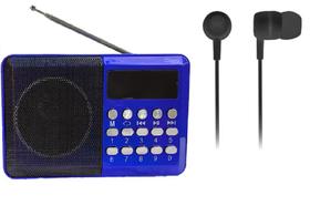 Mini Radio Digital Bluetooh de Bolso Recarregável Entrada Fone P2 Usb Cartão + Fone de Ouvido