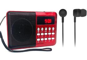 Mini Radio Digital Bluetooh de Bolso Recarregável Entrada Fone P2 Usb Cartão + Fone de Ouvido