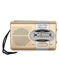 Mini Rádio Portátil AM FM Com Fone De Ouvido Lelong LE-651 Cor:Dourado