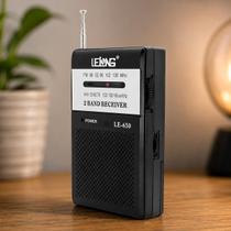 Mini Rádio Portátil AM FM Com Fone De Ouvido Lelong LE650