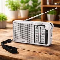 Mini Rádio Portátil AM FM Entrada P2 Recarregável Lelong LE-662 Cor:Cinza