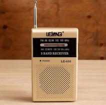 Mini Rádio Portátil AM FM Lelong Le650 Com Fone De Ouvido Na cor Dourada ou Preta