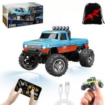 Mini RC Monster Truck em escala 1/64 com controle remoto de luzes