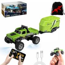 Mini RC Monster Truck em escala 1/64 com controle remoto de luzes