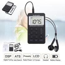 Mini receptor de rádio estéreo LCD digital portátil FM/AM de 2 bandas