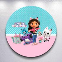 Mini Redondo 50x50 Capas 150x150 Painel Sublimada Decoração Casinha Encantada Gatinha Festa Infantil