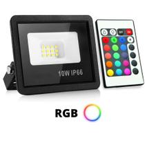 Mini Refletor Led 10w RGB SMD Prova D'Água Bivolt Com Controle