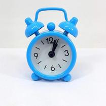 Mini Relógio Despertador 6 cm Azul com Alarme