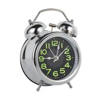 Mini relógio despertador continuo de metal de mesa 16cm