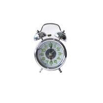 Mini relógio despertador contínuo de metal de mesa prata