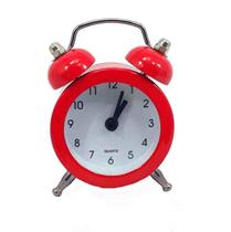 Mini Relógio Despertador Md Vermelho 7,5 Cm Altura