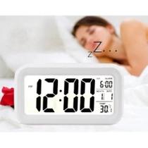 Mini Relógio Digital Com Led Temperatura Alarme Data e Mês Fácil E Prático Sortido (Branco/Preto)
