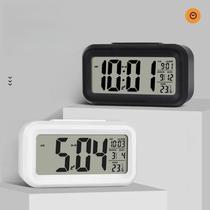 Mini Relógio Digital Preto Branco Mês Acorda Horas Som Horas Pequeno Led Temperatura Alarme Data