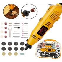 Mini Retífica Elétrica 127v C/ 204 Acessórios Shadowhawk Kit para Gravação Polimento Corte Lixamento