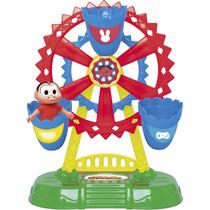 Mini Roda Gigante e Carrinho De Pipoca Parque De Diversoes Com Boneca Turma Da Monica Em Vinil Macio - Samba Toys