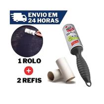 Mini Rolinho com 2 Refil Rolo Tira Pelo de Roupa Animais Cabelo Pó Sujeira