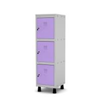 Mini Roupeiro de Aco 1 Vao 3 Portas com Fechadura Pandin Cinza e Lilas 1.20 M