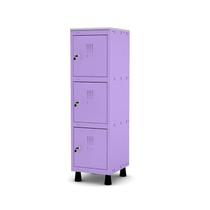 Mini Roupeiro de Aco 1 Vao 3 Portas com Fechadura Pandin Lilas 1.20 M