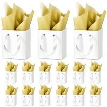 Mini sacolas de presente DOYIDE, 10 x 7 x 11 cm, brancas com lenços e etiquetas, 30 unidades