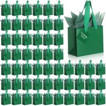 Mini sacolas de presente Qilery Green, 50 unidades com lenços e etiquetas, 10x6x12 cm