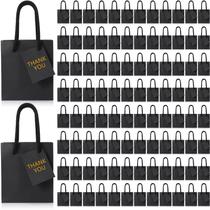 Mini sacolas de presente Sherr, pacote com 100 unidades, a granel, com etiquetas de 10 x 7 x 11,5 cm (pretas) Mini sacolas de presente Sherr, pacote com 100 unidades, a granel, com etiquetas de 10 x 7 x 11,5 cm (pretas)