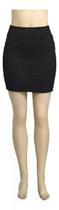 Mini Saia Básica Em Strech Cintura Alta Preta Tam: M