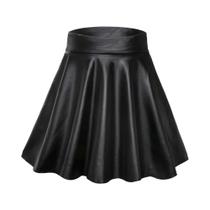 Mini saia curta elástica de cintura alta feminina saias de material sintético Mini saia curta elástica de cintura alta feminina saias de material sintético