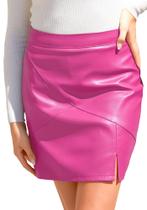 Mini saia de couro moderna de cintura alta para mulheres Mini saia de couro moderna de cintura alta para mulheres