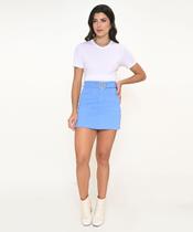 Mini Saia de Sarja Com Cinto e Bolso Barra Fio