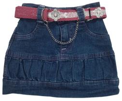 Mini Saia em jeans com Pregas e Cinto nº 1 ao 4 Karobinha