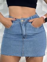 Mini saia feminina com brilho jeans