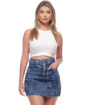 Mini Saia Feminina Jeans com Cinto Destroyed Razon Jeans