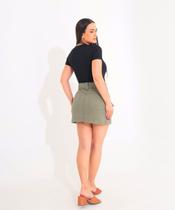 Mini Saia Feminina Sarja Cargo Verde -